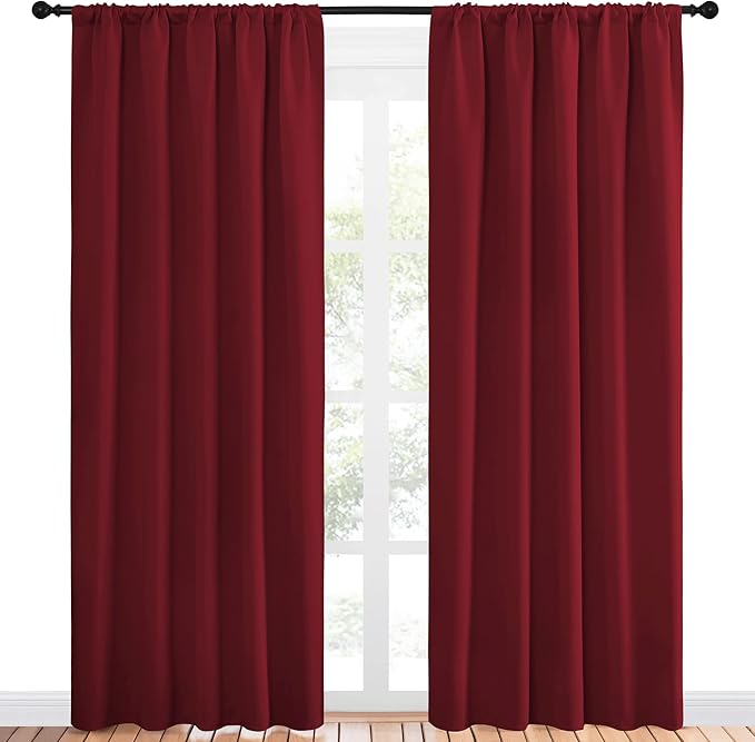 NICETOWN Living Room Curtains for Window - Energy Efficient & Noise Reducing Thermal Insulated Rod Pocket Blackout Drapes/Draperies for Living Room (Burgundy Red, 2 Panels, W52 inches x L84 inches) - Image 2
