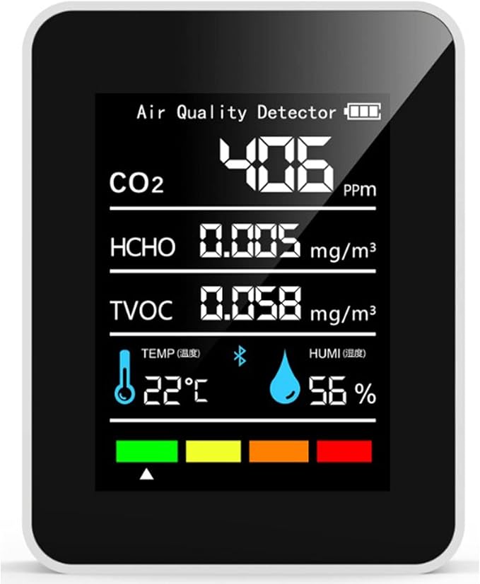 Fydun Air Quality Monitor Indoor, 5 in 1 Detector Portable Battery Operated Carbon Dioxide HCHO TVOC Temp Humi for Home, Grow Tent, Wine Cellar, Car - Image 8