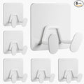 Adhesive Shower Hooks for Bathroom - Extra Sticky Stainless, Wall Hooks for Hanging Towel, Razor, Loofah, Robe, Coat, Heavy Duty Hanger for Kitchen, Bedroom, Door, Metal, Matt White, 6 Pack by susswiff
