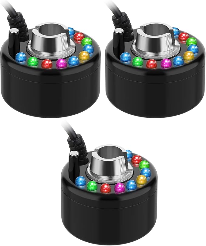 Yaomiao 3 Pcs Halloween Mist Maker Fogger Small Ultrasonic Fog Machine Fountain Mister Fogger Water Garden Pond Foggers Air Humidifier with 12 LED Light Flashes for Halloween (Black) by Yaomiao