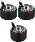 Yaomiao 3 Pcs Halloween Mist Maker Fogger Small Ultrasonic Fog Machine Fountain Mister Fogger Water Garden Pond Foggers Air Humidifier with 12 LED Light Flashes for Halloween (Black) by Yaomiao