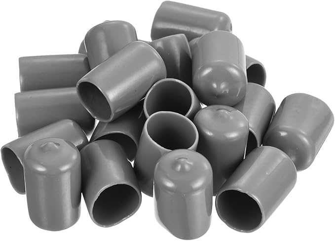 uxcell 20pcs Rubber End Caps Protective Caps 18mm ID Vinyl PVC Round Tube Bolt Cap Cover Screw Thread Protectors, Light Grey - Image 4