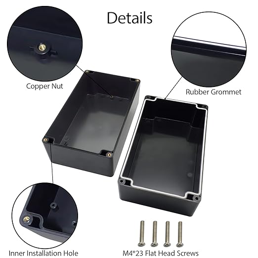 LeMotech Project Box ABS Plastic Junction Box IP65 Waterproof Hobby Box Electrical Boxes Universal Enclosure for Electronic Black 7.7X 4.6X 4.3 inch(200x120x113mm)（Pack of 1 - Image 4
