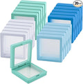 20 Pcs Seashell Holder, 3D Floating Display Box 2.7 x 2.7 Inches, Transparent Display Case for Sea Shell Collectibles, Jewelry, Rings, Crystal, Badges, Coastal Decor (Blue White Mint Sky Blue) by Unknown