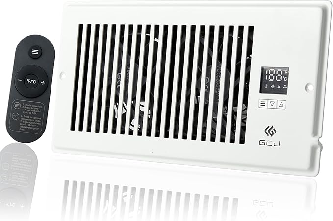 GCJ Register Booster Fan,Fits Wall and Floor 4” x 10” Register Holes,Vent Fan with Remote Control and Adjustable 10-Speed including Powered Vent,White. ﻿ by GCJ--US