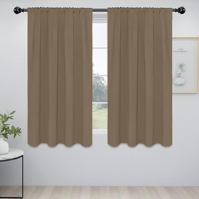 Easy-Going Rod Pocket Blackout Curtains for Bedroom, Room Darkening Window Curtains for Living Room, Thermal Insulated Noise Reduction Solid Window Drapes, 2 Panels(52x63 in, Camel) by Easy-Going