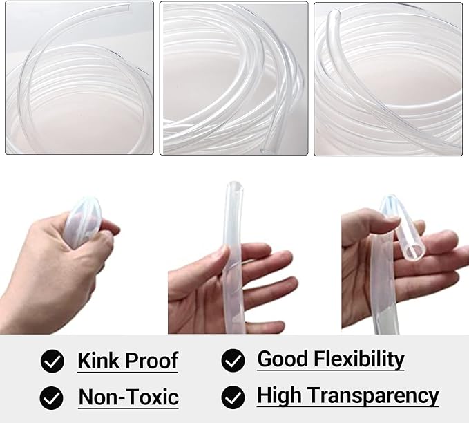 3/8’’ ID × 1/2’’ OD - 100 ft Clear Plastic Vinyl Tubing,Hybrid PVC Tubing Lightweight Non-Toxic vinyl Tube UV Chemical Resistant - Image 3
