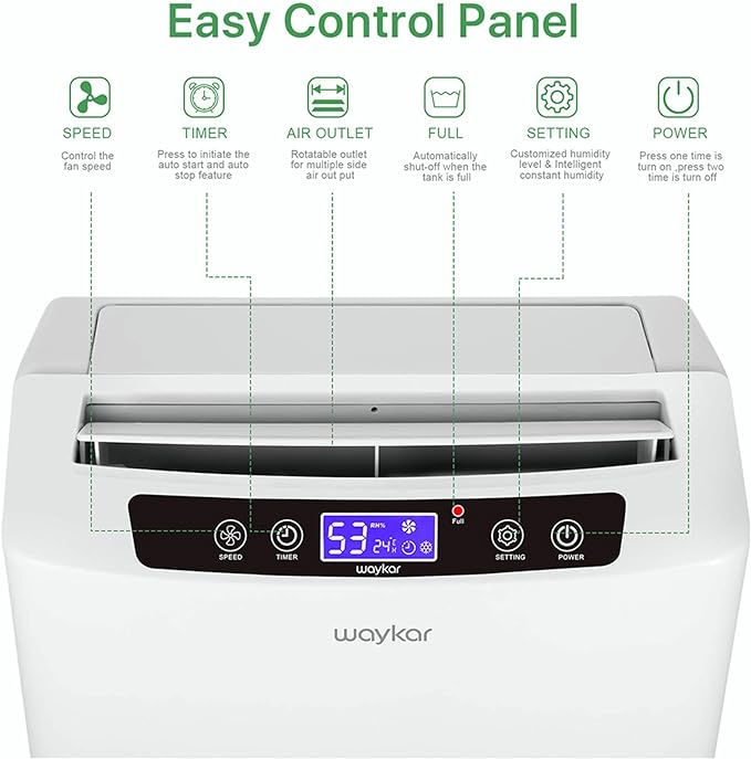 Waykar 2000 Sq. Ft. 2025 Energy Star Dehumidifier for Home and Basements, with Auto or Manual Drainage, 0.66 Gallon Water Tank Capacity - Image 2