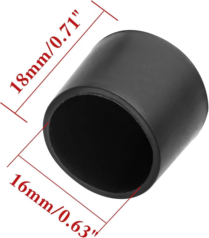 20 Pcs Round Rubber Furniture Leg Caps, 5/8"(16mm) Vinyl Flexible Chair Leg Floor Protectors/Covers Plastic End Caps for Patio/Indoor Furniture Leg Caps Railing (Black) - Image 2
