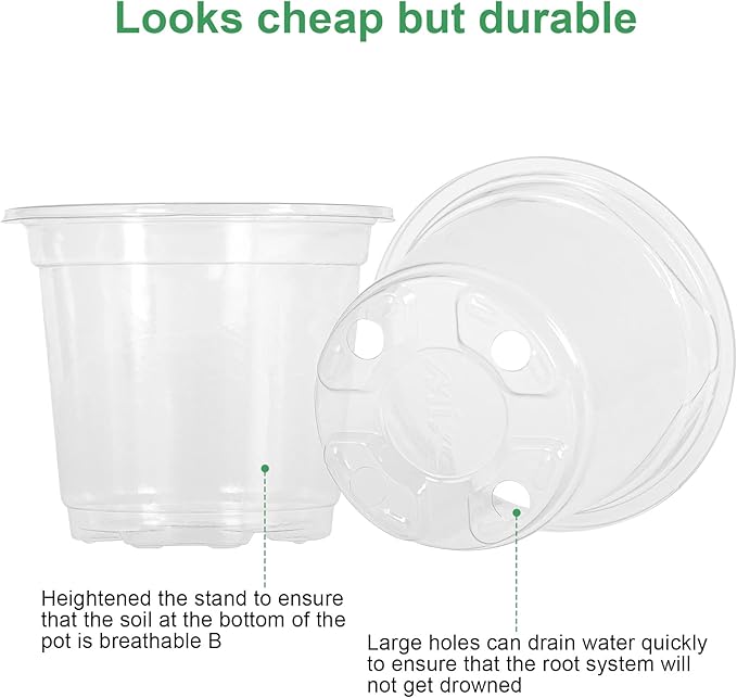 MIXC Clear Plant Nursery Pots with Humidity Dome 4" Soft Transparent Plastic Gardening Pot Planting Containers Cups Planter Small Starter Seed Starting Trays for Seedling with 10pcs Plant Labels - Image 5