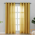 L.Z.E Non-See-Through Privacy Curtains 84 Inches Long 2 Panels Set, Light Filtering Curtains for Living Room Bedroom Doorway Divider, Gold Semi Sheer Window Panels Grommet Top(55" W x 84" L) by LZE