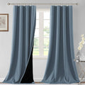 H.VERSAILTEX 100% Blackout Curtains for Bedroom Thermal Insulated Blackout Curtains 108 Inches Long Rod Pocket/Clip Rings Curtains for Living Room with Black Liner 2 Panels, Stone Blue by HVERSAILTEX