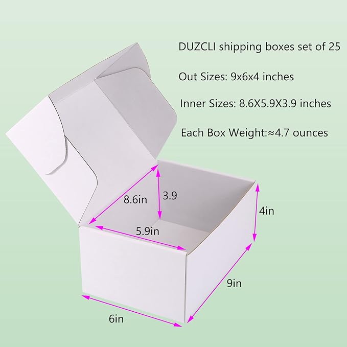 Small Shipping Boxes 9x6x4 Inch (25 Pack) - Sturdy White Corrugated Cardboard Boxes for Small Business, Ecommerce, Mailing & Packaging | Recyclable Gift & Storage Boxes - Image 2