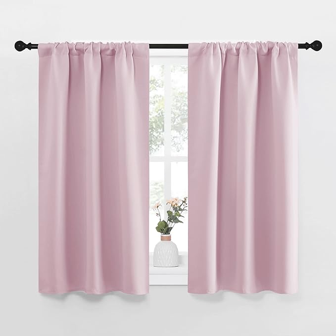 NICETOWN Kitchen Curtains Thermal Insulated Curtains & Drapes, Small Window Blackout Curtain Panels for Girls Room (Lavender Pink, 34 in x 45 in (W x L), 2 Panels) by NICETOWN