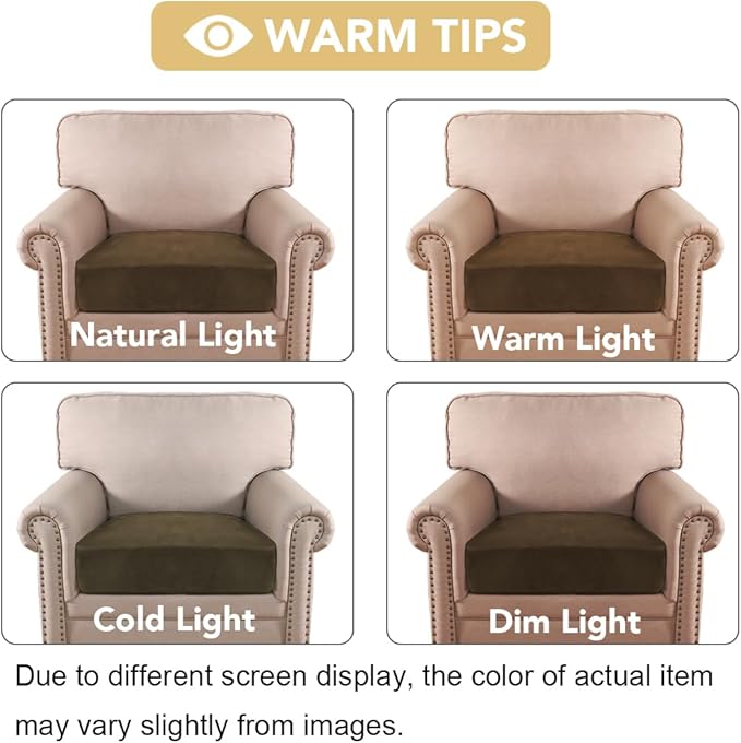 H.VERSAILTEX Velvet Stretch Couch Cushion Cover Plush Cushion Slipcover for Chair Cushion Furniture Protector Seat Cushion Sofa Cover (1 Piece Armchair Cushion Covers, Bronze Brown) - Image 6
