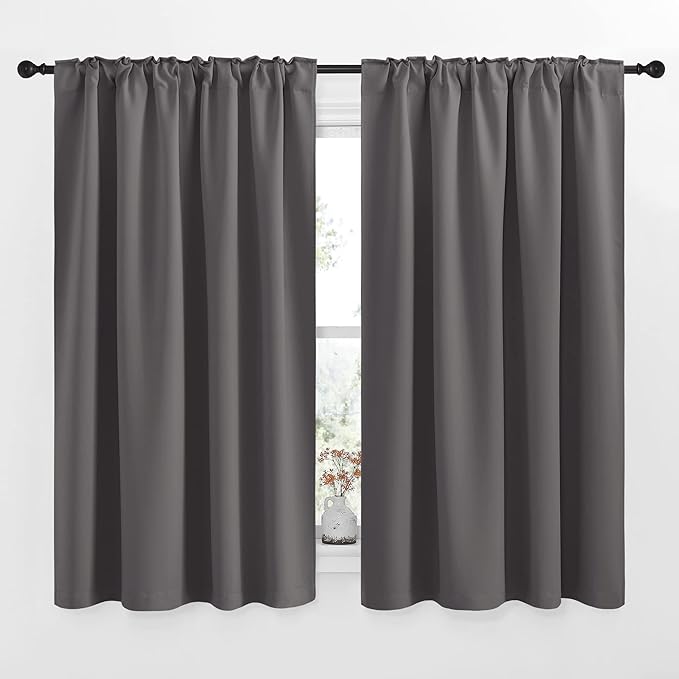NICETOWN Blackout Curtain Panels for Living Room - (Grey Color) 52x63 Inch, 2 Panels Set, Room Darkening Blackout Drapes for Window - Image 3