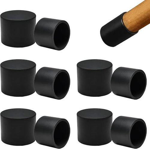 10 Pcs 1" (25 mm) Round Chair Leg Tips Caps, Silicone Rubber Furniture Leg Floor Protectors, Reduce Noise Folding Metal Chair Leg Cap Replacement for Bar Stool Leg Patio Indoor, Black by BOPOREAE