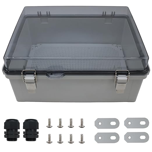 MAKERELE Extra Large Outdoor Electrical Enclosure Boxes Waterproof IP67 Junction Box and 3/4" NPT*2 Enclosure with Mounting Plate Suitable for Various Projects(16.1"*12.2"*7.1") by MAKERELE