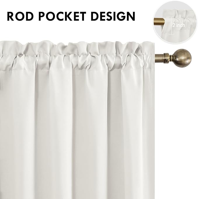 DWCN Blackout Curtains Thermal Insulated, Energy Saving & Noise Reducing Bedroom and Living Room Curtains, Ivory, W 52x L 84 Inch, Set of 2 Rod Pocket Curtain Panels - Image 4