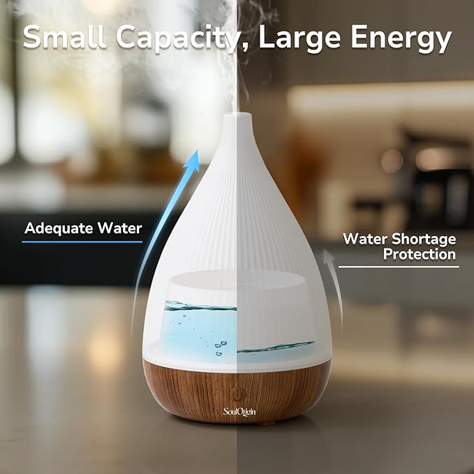 Ultrasonic Essential Oil Diffuser, Home Fragrance Aroma Diffuser with Auto Shut-Off, 8-Color Night Light & Ultra-Quiet Operation, BPA-Free Portable Aromatherapy Humidifier for Home (Dark) - Image 3