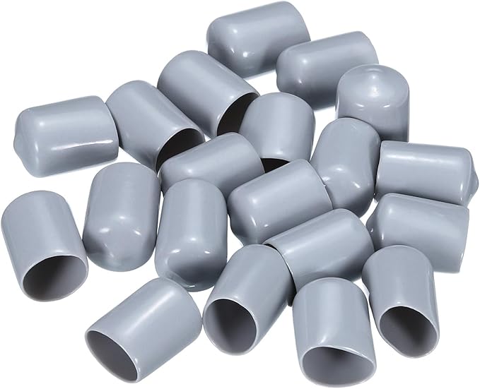 uxcell 20pcs Rubber End Caps 15mm ID Vinyl PVC Round Tube Bolt Cap Cover Screw Thread Protectors Grey - Image 4