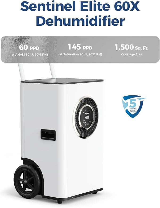 ALORAIR 145PPD Commercial Dehumidifier with Pump & Drain Hose, LGR Tech Dehumidifiers for Garage, Large Room, Basement, Industrial Space, Power-Off Memory, Sentinel Elite60X - Image 2