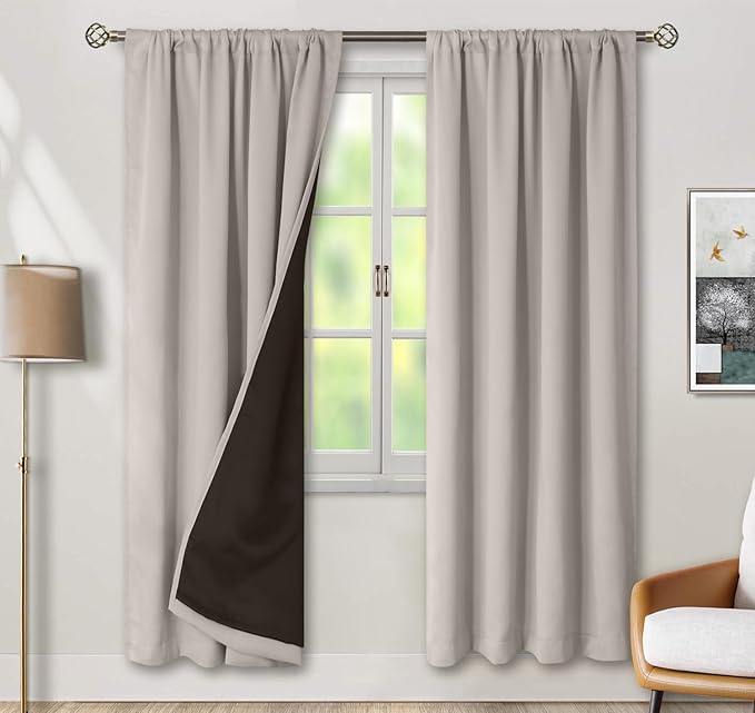 BGment Cashmere Blackout Curtains for Bedroom, Full Room Darkening Thermal Insulated Soundproof Rod Pocket Window Curtains Drapes 72 Inch Length, 2 Panels, Each Panel 42 Inch Wide by BGment
