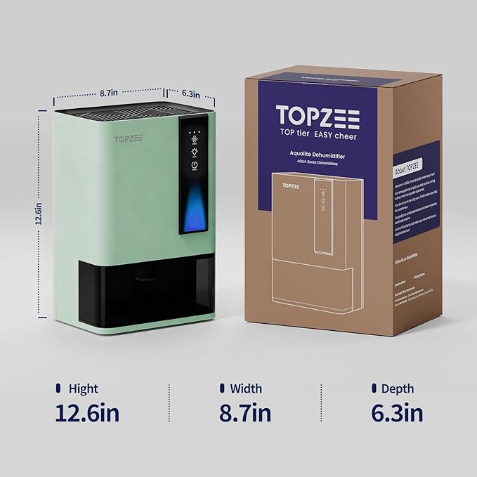 Dehumidifiers for Home, Dehumidifier for Bedroom Bathroom Basement with Auto Shut Off, Dual-Semiconductor Quiet Dehumidifier, Green - Image 7