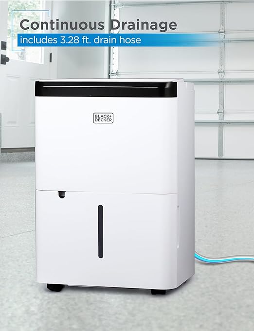BLACK+DECKER 1000 Sq. Ft. Dehumidifier for Home, Bedroom and Basement, Up To 9 Pints Per Day, ENERGY STAR Certified, 3.3-Pint Bucket, LED Display, Auto Defrost & Restart, BDT08TW, White - Image 6