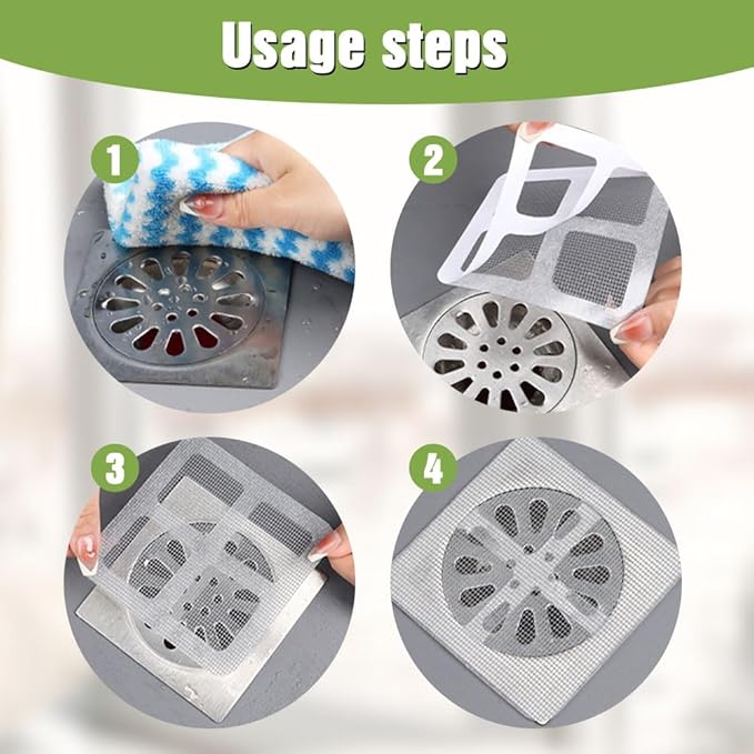 Disposable Shower Drain Hair Catcher, Hair Catcher Bathroom Drain Protector, Disposable Hair Drain Stickers for Shower Kitchen Bathroom Tub (50PCS) - Image 3