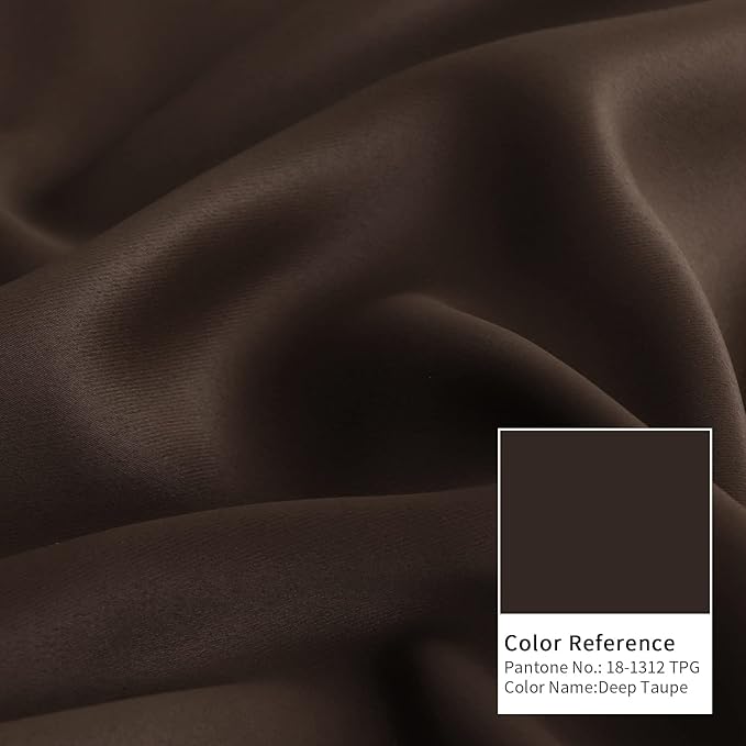 BGment Thermal Insulated 100% Blackout Curtains for Bedroom with Black Liner, Double Layer Full Room Darkening Noise Reducing Grommet Curtain (52 x 63 Inch, Brown, 2 Panels) - Image 7