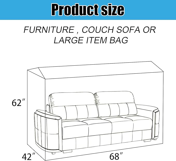 Plastic Couch Sofa Cover,Couch Cover,Waterproof Furniture Covers Protector,Clear Sofa Cover,Dust-Proof Moving Bag for Sofa,Sofa Slipover for Furniture Moving and Storage - Image 2