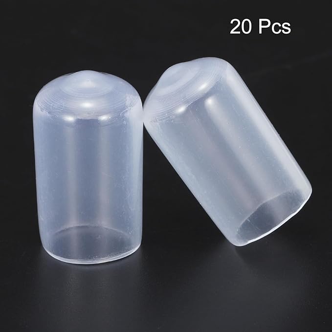 uxcell 20pcs Rubber End Caps 12mm(1/2") ID Vinyl PVC Round Tube Bolt Cap Cover Screw Thread Protectors Clear - Image 2