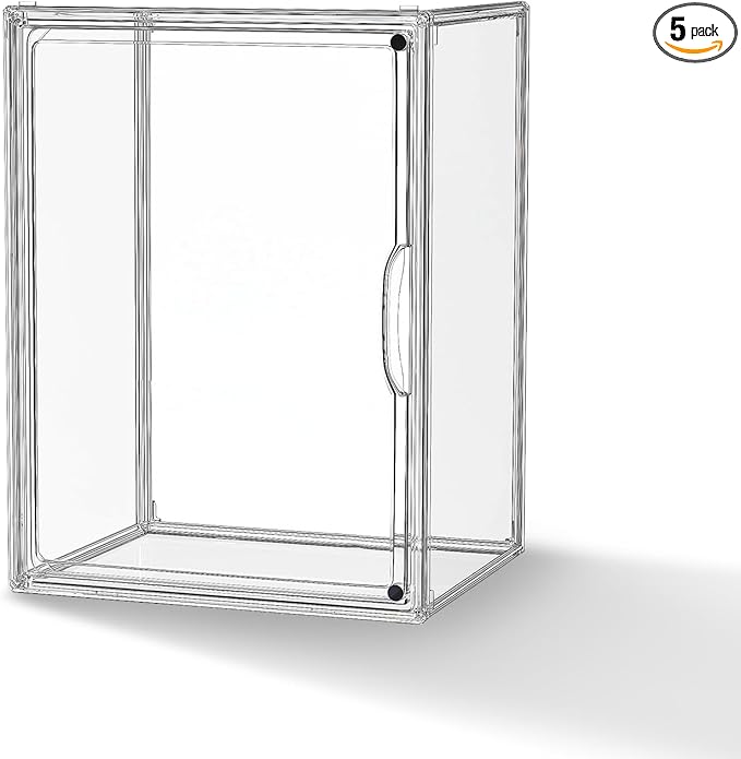 Clear Acrylic Display Case, Super Large Stackable Storage Bins Magnetic Attraction Lids, Acrylic Box for Collectibles, Figures, Cosmetic, Purse, Handbag, Wallet, 1 Pack,11.4x9.84x15.4 inch by HOYOJA