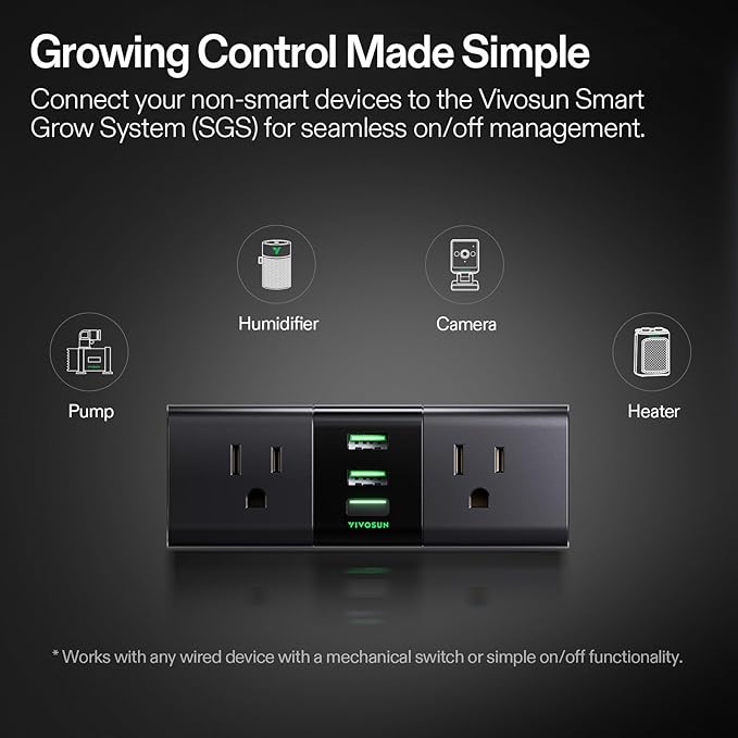 VIVOSUN Grow Tent Kit, 2 × 2ft 1-Plant System, WiFi-Controlled Grow System with Full Spectrum LED Grow Light, Automatic Ventilation, GrowHub Outlet A22 with Temperature and Humidity Sensor - Image 6