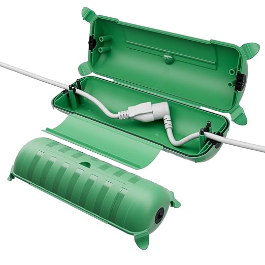 2 Pack of IP44 Outdoor Waterproof Box by Restmo, Weatherproof Extension Cord Cover, Safety Connection Seal for Outdoor Outlet, Electrical Plug, Holiday Decorations, LED Strip Light, Power Tool, Green by Restmo