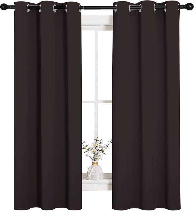 NICETOWN Blackout Curtain Panels for Bedroom Window, Triple Weave Microfiber Energy Saving Thermal Insulated Solid Grommet Blackout Draperies and Drapes (1 Pair, 34 inches by 63 Inch, Toffee Brown) - Image 4