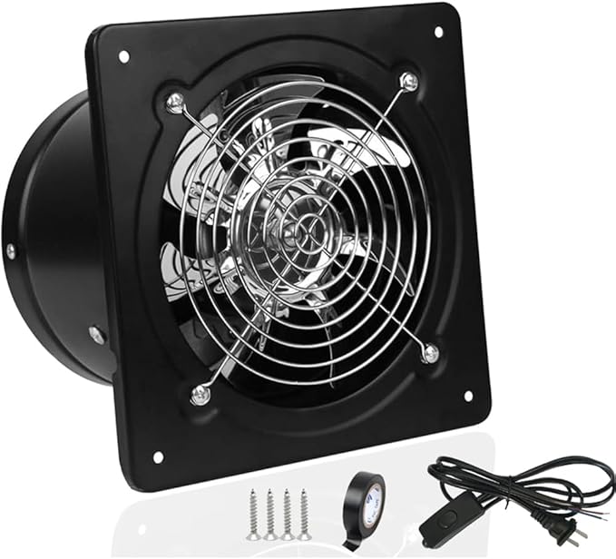 4 inch Exhaust Fan Metal Iron Ventilation Extractor, Silence with Anti-backflow Check Valve Window and Wall Mount Vent Fans for Home Office Kitchen Bathroom Grow Tent Garage by ACEDUROBLA