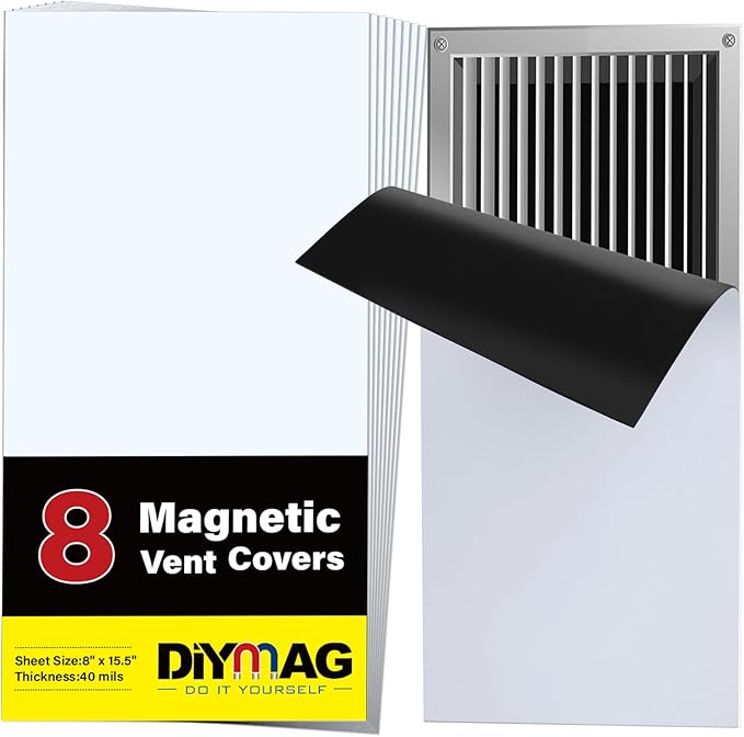 DIYMAG Strong Magnetic Vent Covers 8Pack, Magnets for Home Floor Standard Air Register, 8" x 15.5" Magnetics for Floors Wall and Ceiling Registers, Homes and RV, HVAC by DIYMAG