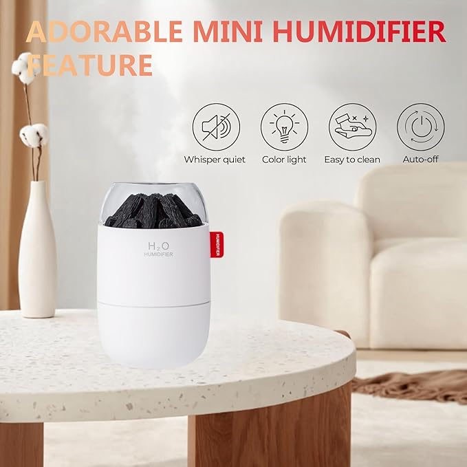 Portable Mini Humidifier, Small Cool Mist, Personal Desktop Humidifier for Baby Bedroom Travel Office Home,2 Mist Modes, Super Quiet (White) - Image 3