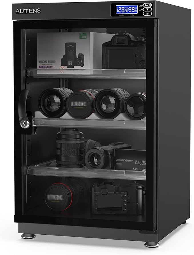 AUTENS 80L Dehumidifying Dry Cabinet Box, Digital Control Noiseless and Energy Saving, 4 Layers for DSLR SLR Camera Lens and Electronic Equipment Storage,Temperature Humidity LED Dual Screen by AUTENS