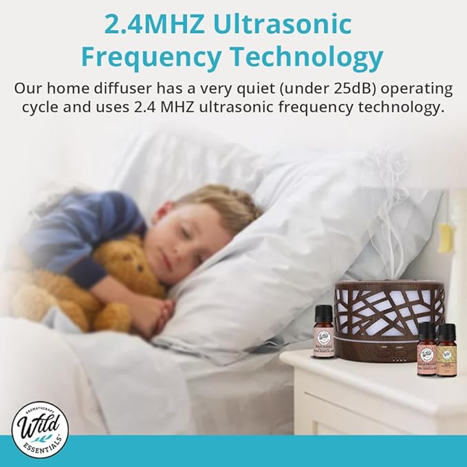Wild Essentials 700ml Designer Large Room Essential Oil Diffuser, 5 in 1 Ultrasonic Aromatherapy Vaporizer Cool Mist Humidifier, Home, Office, Bedroom, Timer, Auto-Off, 7 Color LED (Dark Wood Hearts) - Image 8