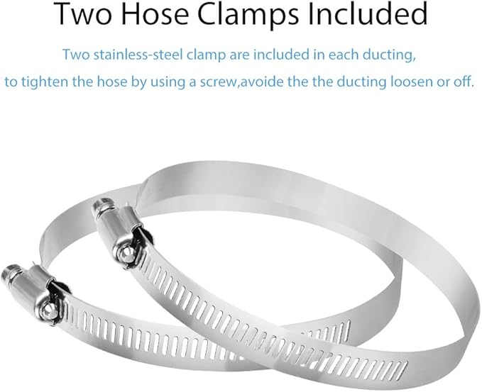 4 Inch 16FT Air Duct, Non-Insulated Flexible Aluminum Dryer Vent Hose for HVAC Ventilation，Fan Filter and Grow Tent, 2 Clamps Include - Image 4