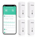 WiFi Thermometer Hygrometer, Wireless Indoor Temperature Sensor with App Alert, Free Data Storage Export, Smart Humidity Meter Monitor for Home Greenhouse, Compatible with Alexa, 4 PCS (with Battery) by eMylo