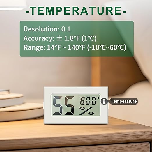 Atogou 4-Pack Mini Hygrometer Indoor Humidity Meter, Digital Humidity Gauge Indoor Thermometer (℉) for Home, Office, Reptile, Car, Greenhouse, Lab, Terrarium, Cellar, Humidors A02 White - Image 4