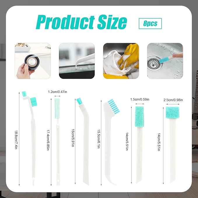 8pcs Humidifier Cleaning Brushes Tools, Crevice Tiny Brush for Household Detail Scrub Cleaner Brush Small Bottle Straw Spout Mini Cleaning Brushes for Tight Spaces Keyboard Window Track Kitchen Corner - Image 2