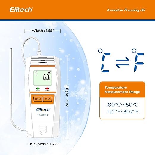 Digital Data Logger/Portable Temperature & Humidity Data Logger (Range: -85℃ to 150℃/ -121℉ to 302℉) with Audible/Visual Alarm for Refrigerated containers and Trucks; Model: Tlog 100EC - Image 5