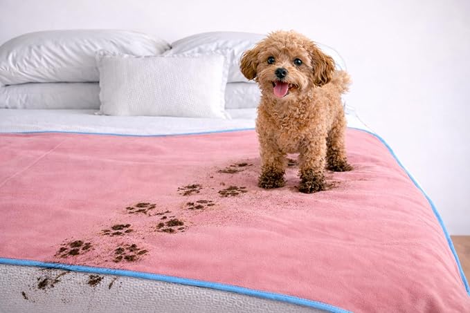Premium Deluxe : 100% Waterproof Blanket Guarantees to Keep Your Bed Dry! Crinkle-Free Ultra-Soft Fleece Furniture Protector for People Kids Pets. EZ Wash/Dry Pink/Blue Reversible 80x60 - Image 7