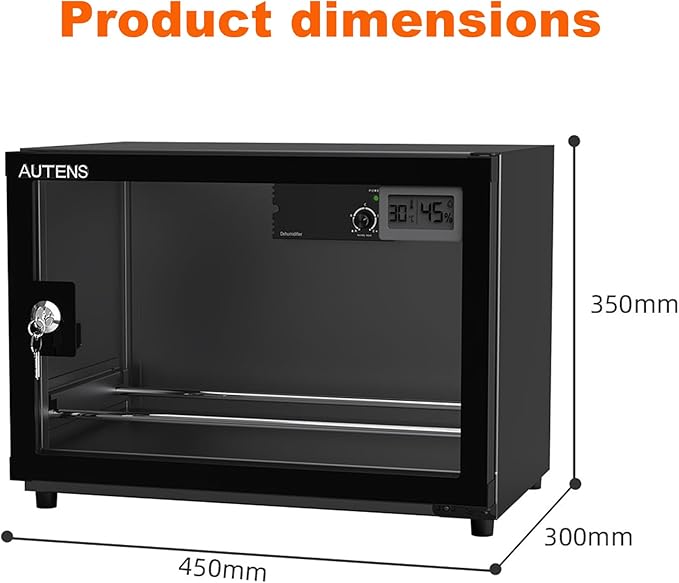 AUTENS 25L 3D Printer Filament Dehumidifier Storage Cabinet Box, Holds 5 Rolls with Humidity Control for Filament Storage, Transparent Glass & Aluminum Alloy, Noiseless & Stackable for PLA/ABS/PETG - Image 2