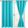 Hiasan Blackout Curtains for Bedroom, 52 x 54 Inches Long - Thermal Insulated & Light Blocking Window Curtains for Living Room, 2 Drape Panels Sewn with Tiebacks, Turquoise by Hiasan